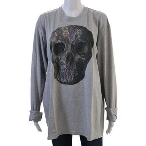 Libertine Unisex Pullover Sweatshirts Gray Skull Graphic Crew Neck Size XL